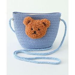 Babyhug Straw Hat With Bear Applique & Purse  Yellow - Diameter 48 cm