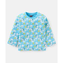 Babyhug Cotton Full Sleeves Night Suit Cloud & Moon Print- Blue