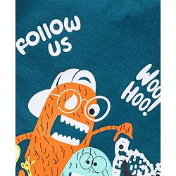 Babyhug Half Sleeves T-Shirt Monster Print - Blue