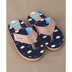Cute Walk by Babyhug Flip Flops Teddy Print - Blue