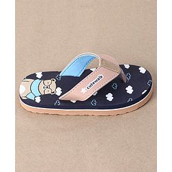Cute Walk by Babyhug Flip Flops Teddy Print - Blue