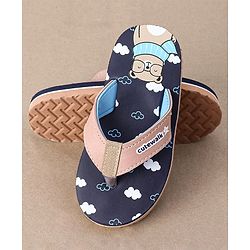 Cute Walk by Babyhug Flip Flops Teddy Print - Blue