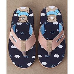 Cute Walk by Babyhug Flip Flops Teddy Print - Blue