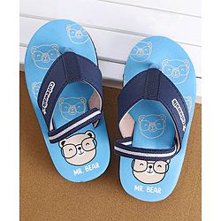 Cute Walk by Babyhug Flip Flops With Back Strap Bear Print - Blue