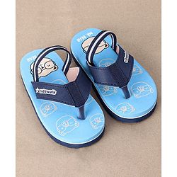 Cute Walk by Babyhug Flip Flops With Back Strap Bear Print - Blue