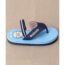 Cute Walk by Babyhug Flip Flops With Back Strap Bear Print - Blue