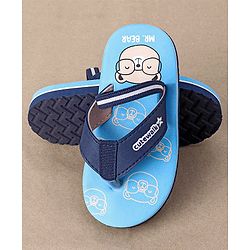 Cute Walk by Babyhug Flip Flops With Back Strap Bear Print - Blue
