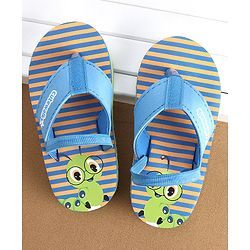Cute Walk by Babyhug Flip Flops With Back Strap Caterpillar  Print - Blue