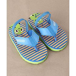 Cute Walk by Babyhug Flip Flops With Back Strap Caterpillar  Print - Blue