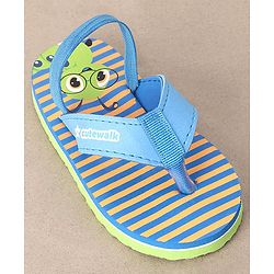 Cute Walk by Babyhug Flip Flops With Back Strap Caterpillar  Print - Blue