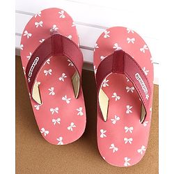 Cute Walk by Babyhug Slip On Flip Flops Bow Print - Pink