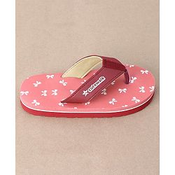 Cute Walk by Babyhug Slip On Flip Flops Bow Print - Pink