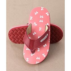 Cute Walk by Babyhug Slip On Flip Flops Bow Print - Pink