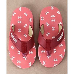 Cute Walk by Babyhug Slip On Flip Flops Bow Print - Pink