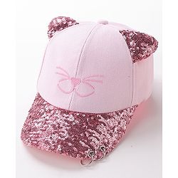 Babyhug Baseball Sequine Design Cap Red - Circumference 51 cm