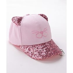 Babyhug Baseball Sequine Design Cap Red - Circumference 51 cm