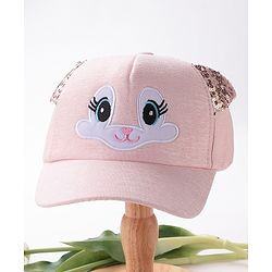 Babyhug Baseball Cap Ear Applique & Kitty Embroidery Pink- Cap Circumference 51 cm