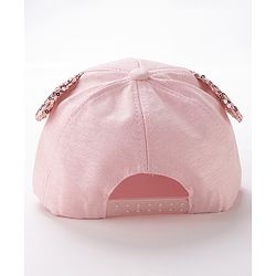 Babyhug Baseball Cap Ear Applique & Kitty Embroidery Pink- Cap Circumference 51 cm