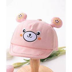 Babyhug Teddy Embroidered Baseball Cap Pink - Circumference 46 cm
