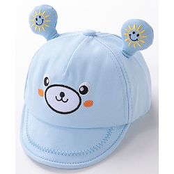 Babyhug Teddy Embroidered Baseball Cap Blue - Circumference 46 cm
