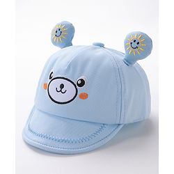 Babyhug Teddy Embroidered Baseball Cap Blue - Circumference 46 cm