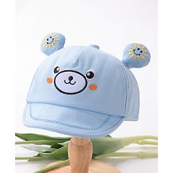 Babyhug Teddy Embroidered Baseball Cap Blue - Circumference 46 cm