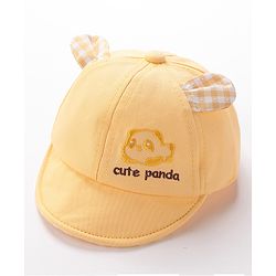 Babyhug Cute Panda Embroidered Baseball Cap Yellow - Circumference 46 cm