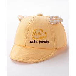 Babyhug Cute Panda Embroidered Baseball Cap Yellow - Circumference 46 cm