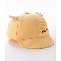 Babyhug Cute Panda Embroidered Baseball Cap Yellow - Circumference 46 cm