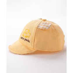 Babyhug Cute Panda Embroidered Baseball Cap Yellow - Circumference 46 cm