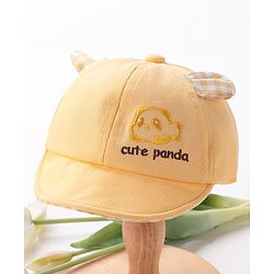 Babyhug Cute Panda Embroidered Baseball Cap Yellow - Circumference 46 cm