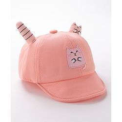 Babyhug Baseball Cap Kitty Embroidery & Applique Orange- Cap Circumference 46 cm