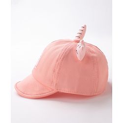 Babyhug Baseball Cap Kitty Embroidery & Applique Orange- Cap Circumference 46 cm