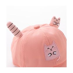 Babyhug Baseball Cap Kitty Embroidery & Applique Orange- Cap Circumference 46 cm