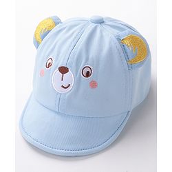 Babyhug Teddy Embroidered Baseball Cap Blue - Circumference 46 cm