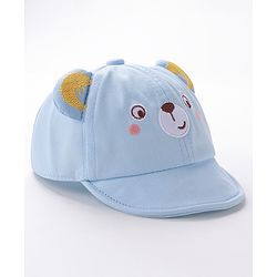 Babyhug Teddy Embroidered Baseball Cap Blue - Circumference 46 cm