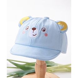 Babyhug Teddy Embroidered Baseball Cap Blue - Circumference 46 cm