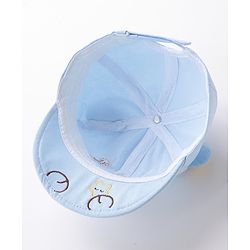 Babyhug Teddy Embroidered Baseball Cap Blue - Circumference 46 cm