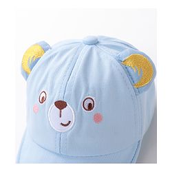 Babyhug Teddy Embroidered Baseball Cap Blue - Circumference 46 cm