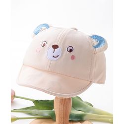 Babyhug Teddy Embroidered Baseball Cap Beige - Circumference 46 cm