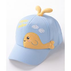 Babyhug Whale Embroidery With Text Print Cap - Blue