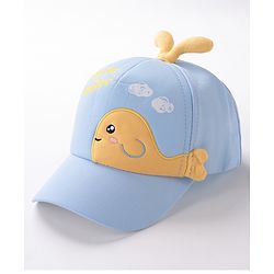 Babyhug Whale Embroidery With Text Print Cap - Blue