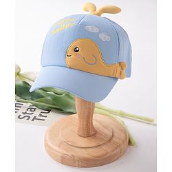 Babyhug Whale Embroidery With Text Print Cap - Blue