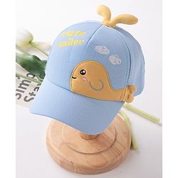 Babyhug Whale Embroidery With Text Print Cap - Blue