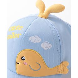 Babyhug Whale Embroidery With Text Print Cap - Blue