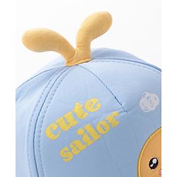 Babyhug Whale Embroidery With Text Print Cap - Blue