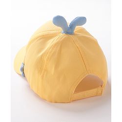 Babyhug Whale Embroidery With Text Print Cap - Yellow