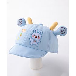 Babyhug Rabbit Embroidered Baseball Cap Blue - Cap Circumference 46 cm