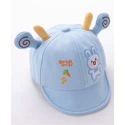 Babyhug Rabbit Embroidered Baseball Cap Blue - Cap Circumference 46 cm