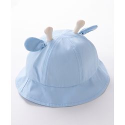 Babyhug Hello Giraffe Embroidered Bucket Hat Blue - Diameter 17 cm